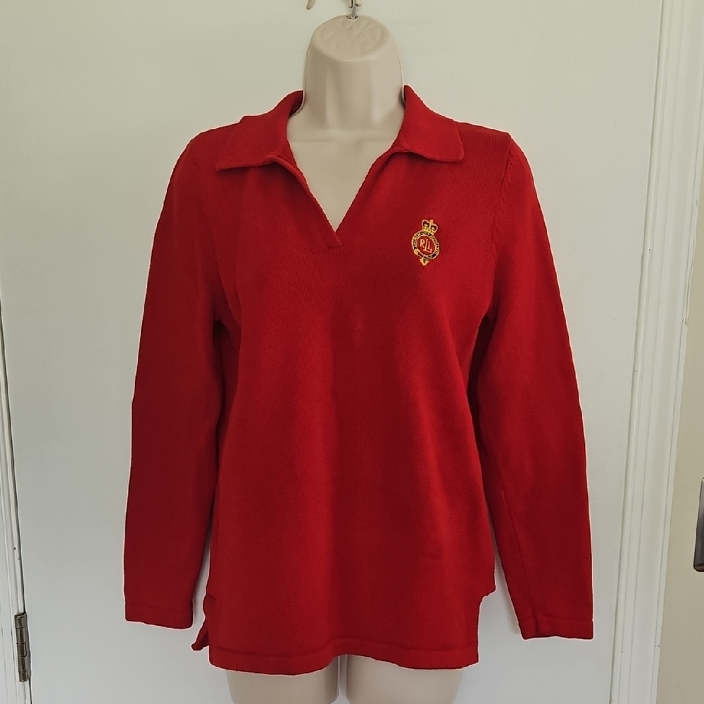 Vintage Lauren Jeans Co Ralph Lauren Crest V Neck Sweater Size PP (Small)